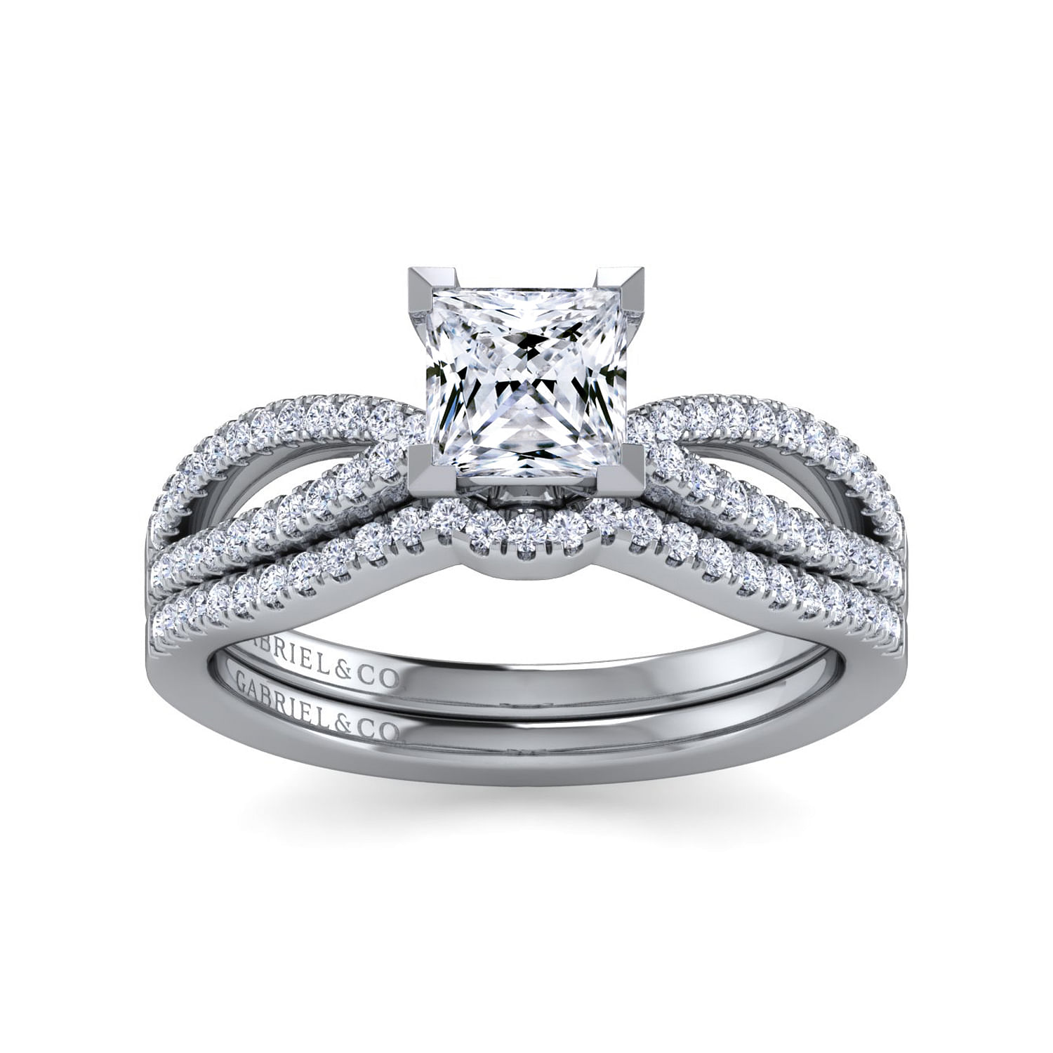 Elyse - 14K White Gold Split Shank Princess Cut Diamond Engagement Ring - 0.18 ct - Shot 4