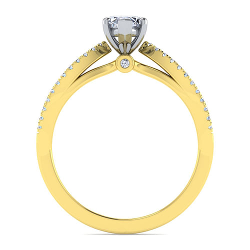Elyse - 14K White-Yellow Gold Split Shank Marquise Shape Diamond Engagement Ring - 0.18 ct - Shot 2