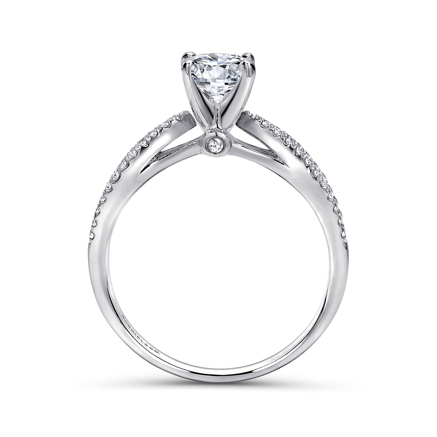 Elyse - Platinum Round Split Shank Diamond Engagement Ring - 0.14 ct - Shot 2