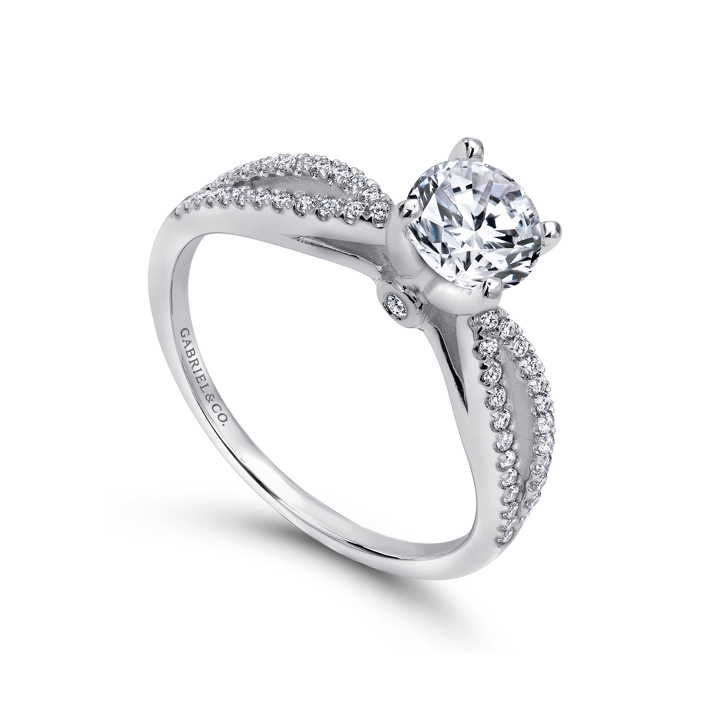 Elyse - Platinum Round Split Shank Diamond Engagement Ring - 0.14 ct - Shot 3