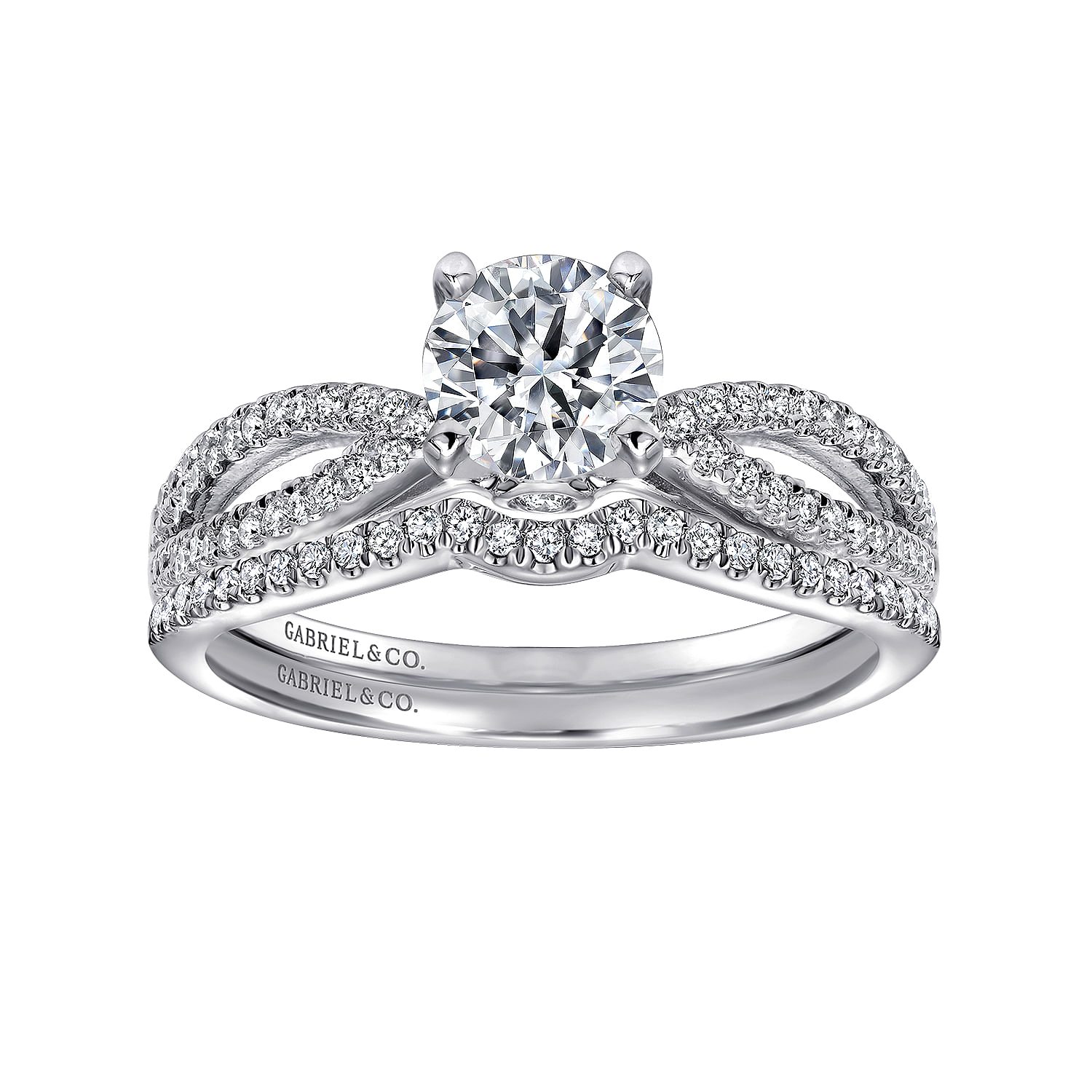 Elyse - Platinum Round Split Shank Diamond Engagement Ring - 0.14 ct - Shot 4