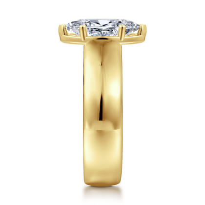 Elza - 14K Yellow Gold Wide Band Marquise Shape Diamond Engagement Ring