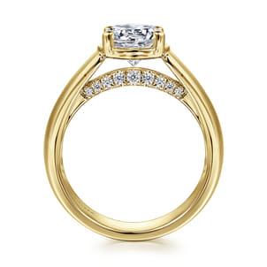 Elza - 14K Yellow Gold Wide Band Round Diamond Engagement Ring