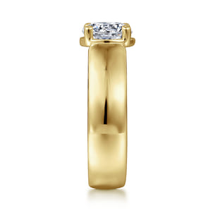 Elza - 14K Yellow Gold Wide Band Round Diamond Engagement Ring