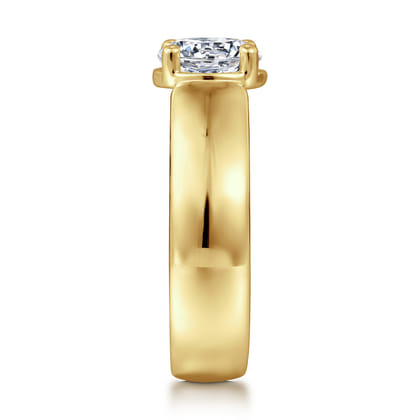 Elza - 14K Yellow Gold Wide Band Round Diamond Engagement Ring