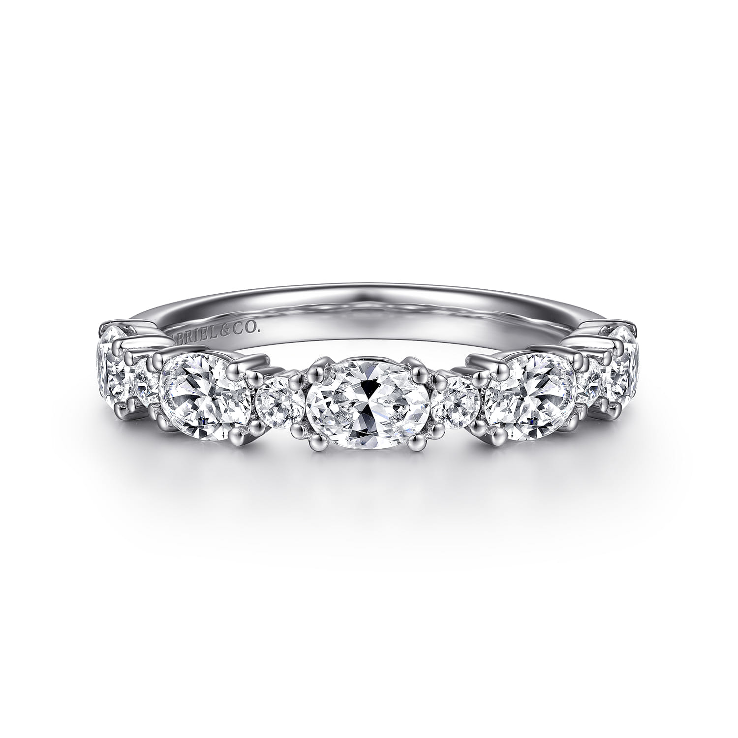 Fancy Wedding Ring in 14k White Gold with Oval Natural Diamond at Gabriel & Co. - Shot 1