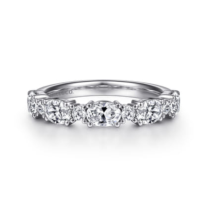 Emani - 14K White Gold Oval and Round Diamond Anniversary Band