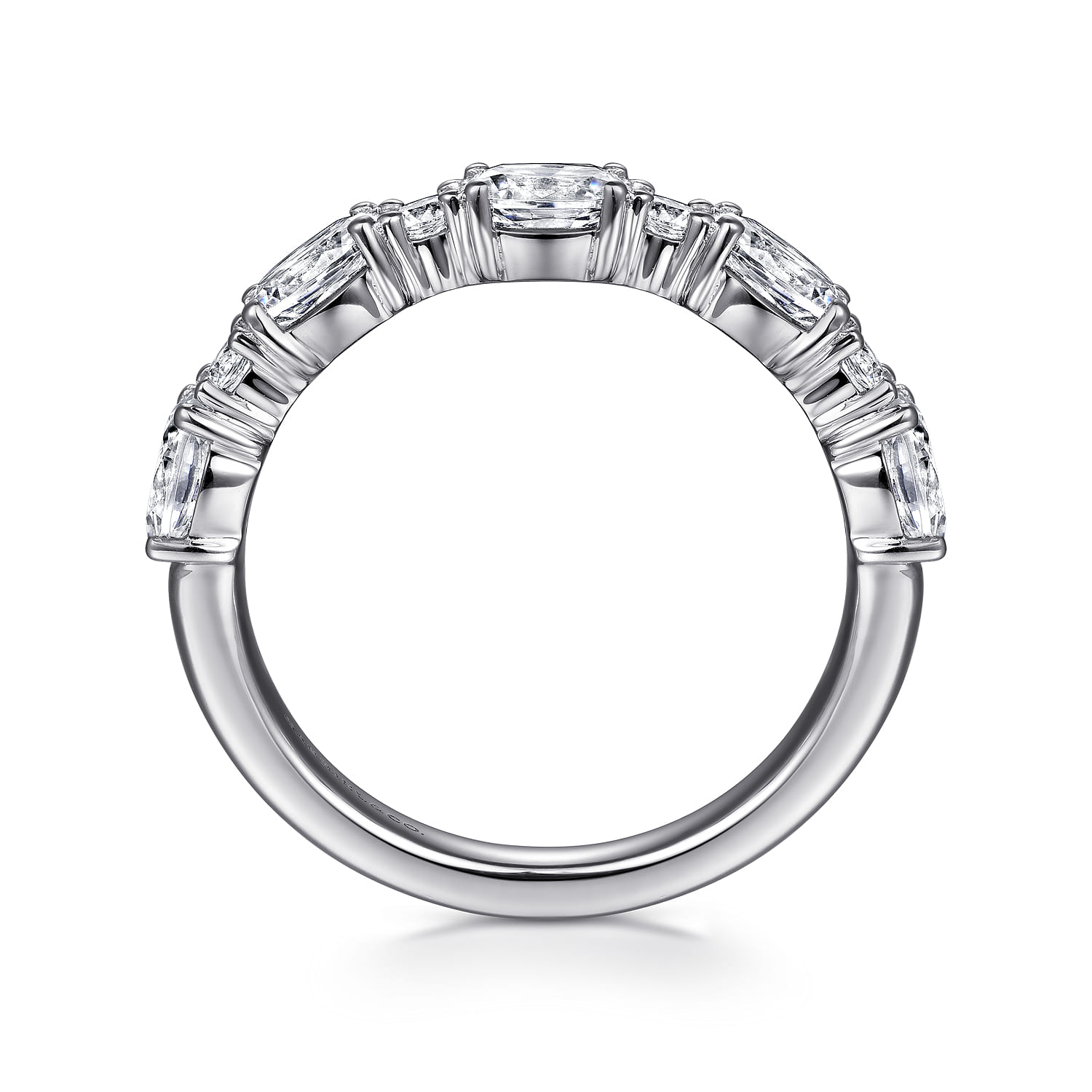 Fancy Wedding Ring in 14k White Gold with Oval Natural Diamond at Gabriel & Co. - Shot 2