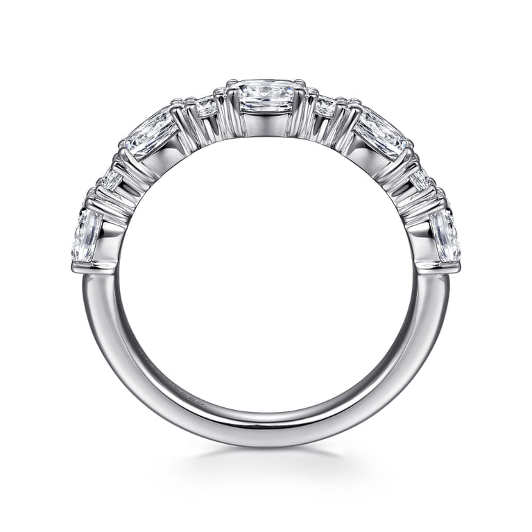 Fancy Wedding Ring in 14k White Gold with Oval Natural Diamond at Gabriel & Co. - Shot 2