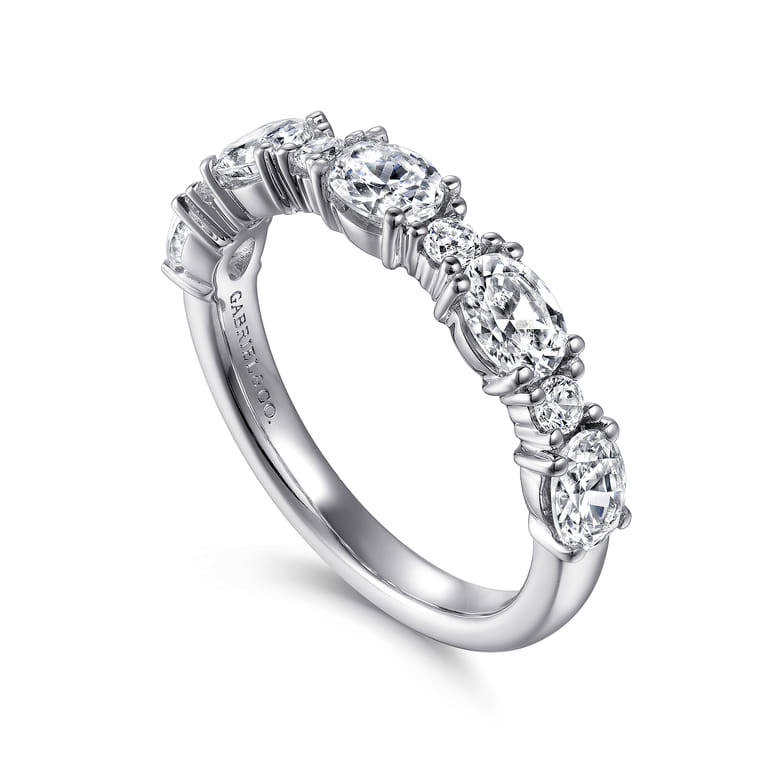 Fancy Wedding Ring in 14k White Gold with Oval Natural Diamond at Gabriel & Co. - Shot 3