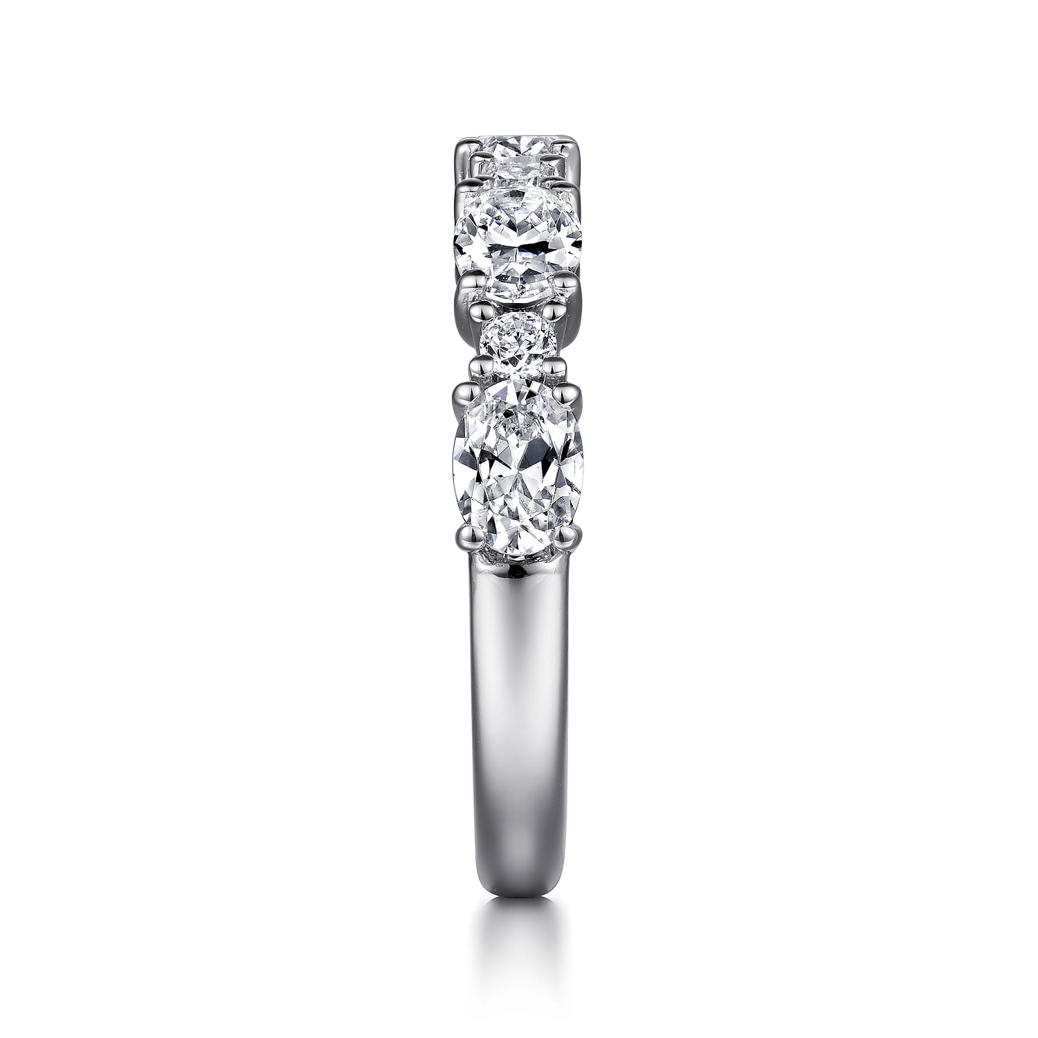 Fancy Wedding Ring in 14k White Gold with Oval Natural Diamond at Gabriel & Co. - Shot 4