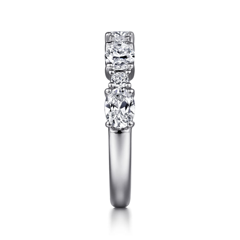 Fancy Wedding Ring in 14k White Gold with Oval Natural Diamond at Gabriel & Co. - Shot 4