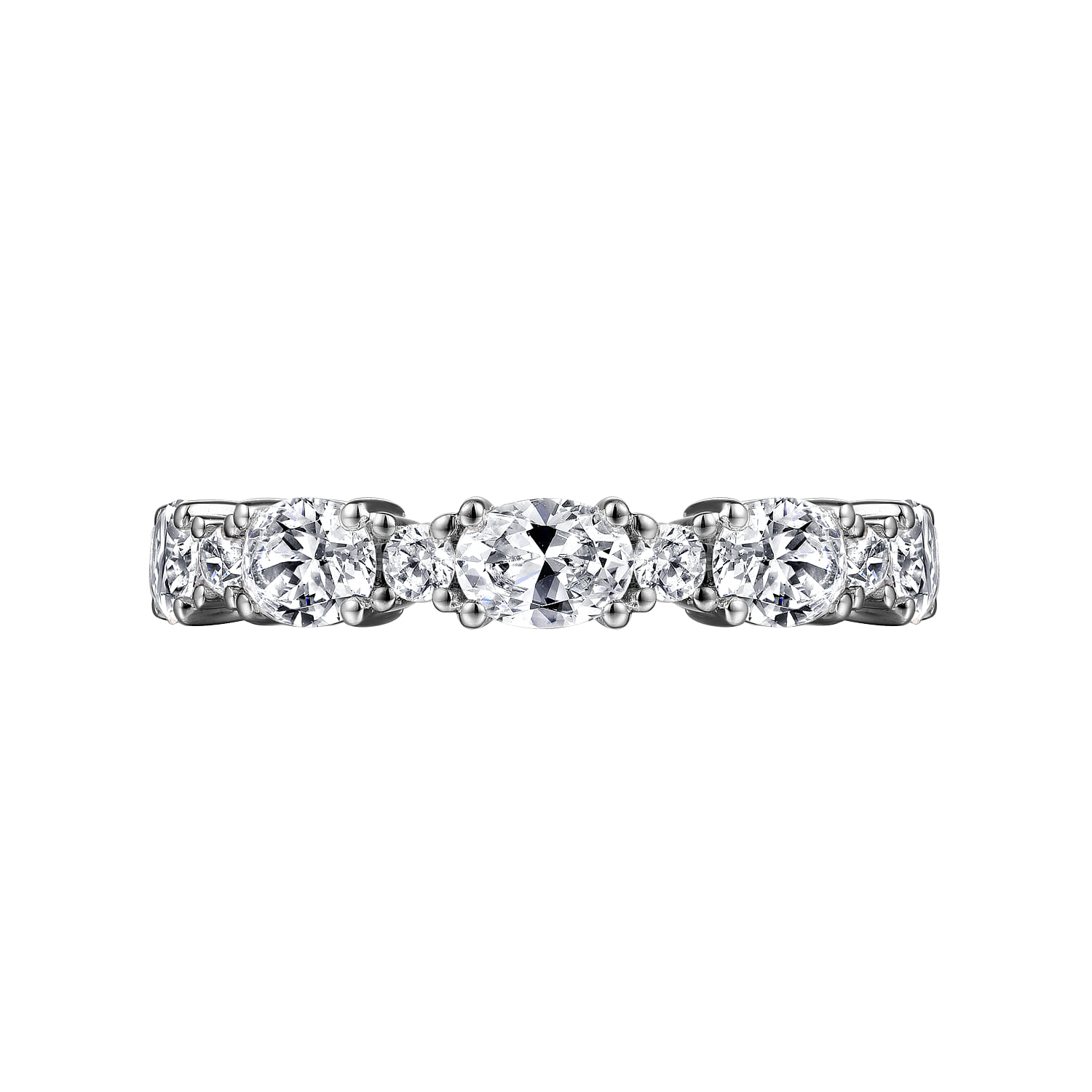 Fancy Wedding Ring in 14k White Gold with Oval Natural Diamond at Gabriel & Co. - Shot 6