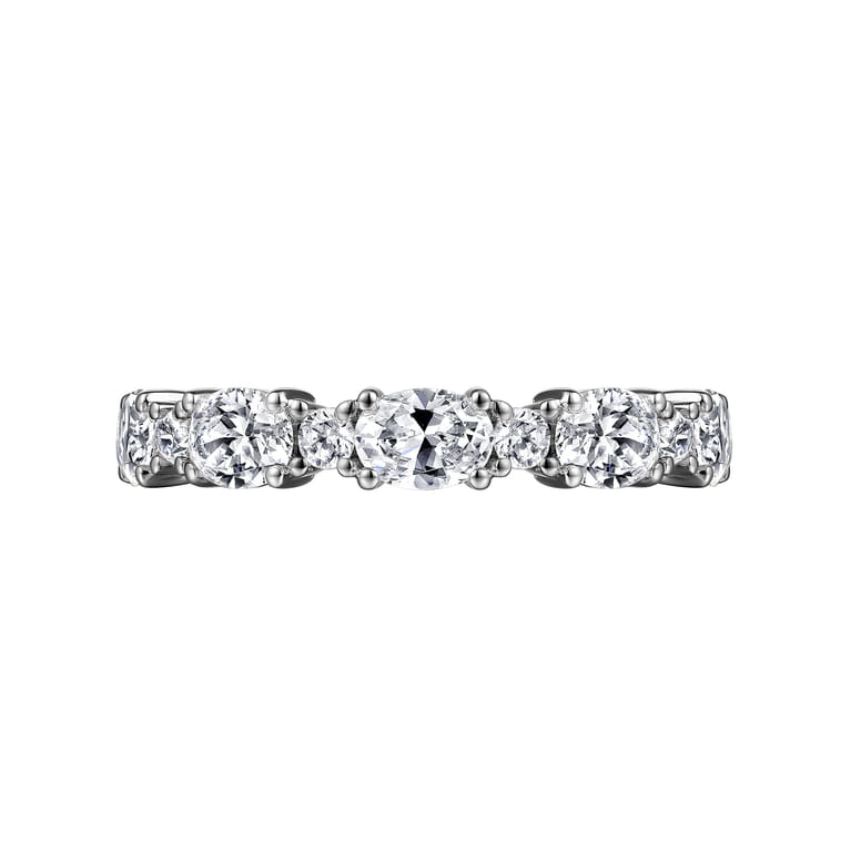 Fancy Wedding Ring in 14k White Gold with Oval Natural Diamond at Gabriel & Co. - Shot 6