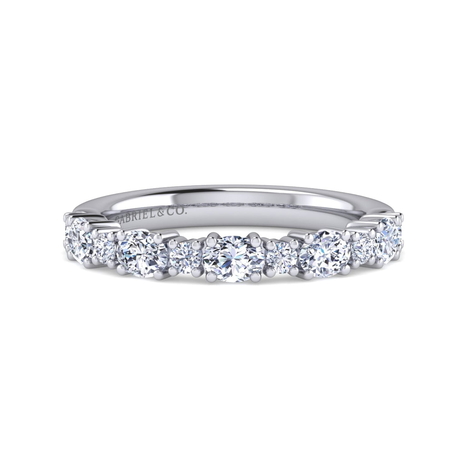 Straight Wedding Ring in 14k White Gold with Oval Natural Diamond at Gabriel & Co. - Shot 1