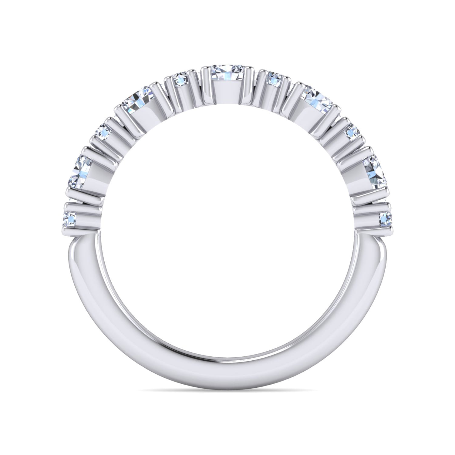 Straight Wedding Ring in 14k White Gold with Oval Natural Diamond at Gabriel & Co. - Shot 2