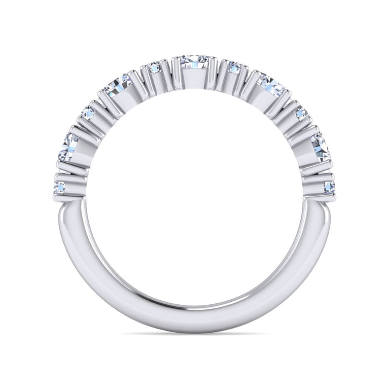 Straight Wedding Ring in 14k White Gold with Oval Natural Diamond at Gabriel & Co. - Shot 2