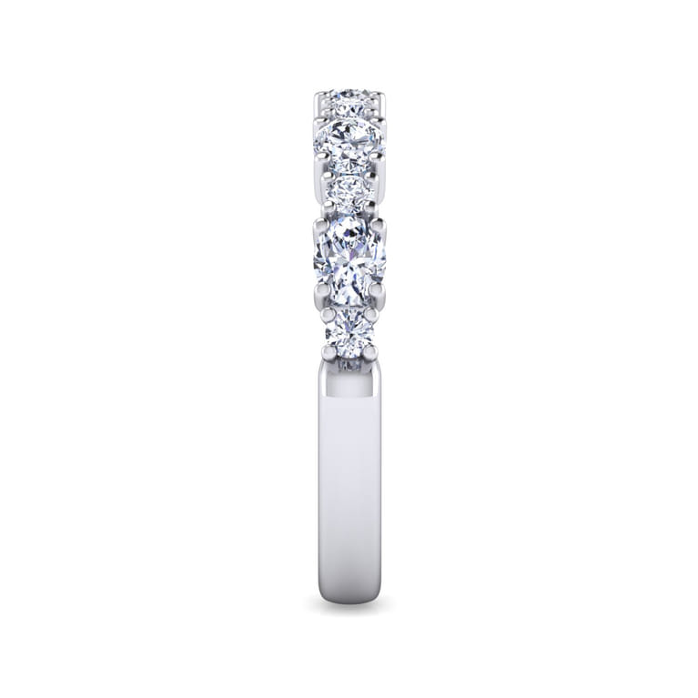 Straight Wedding Ring in 14k White Gold with Oval Natural Diamond at Gabriel & Co. - Shot 4