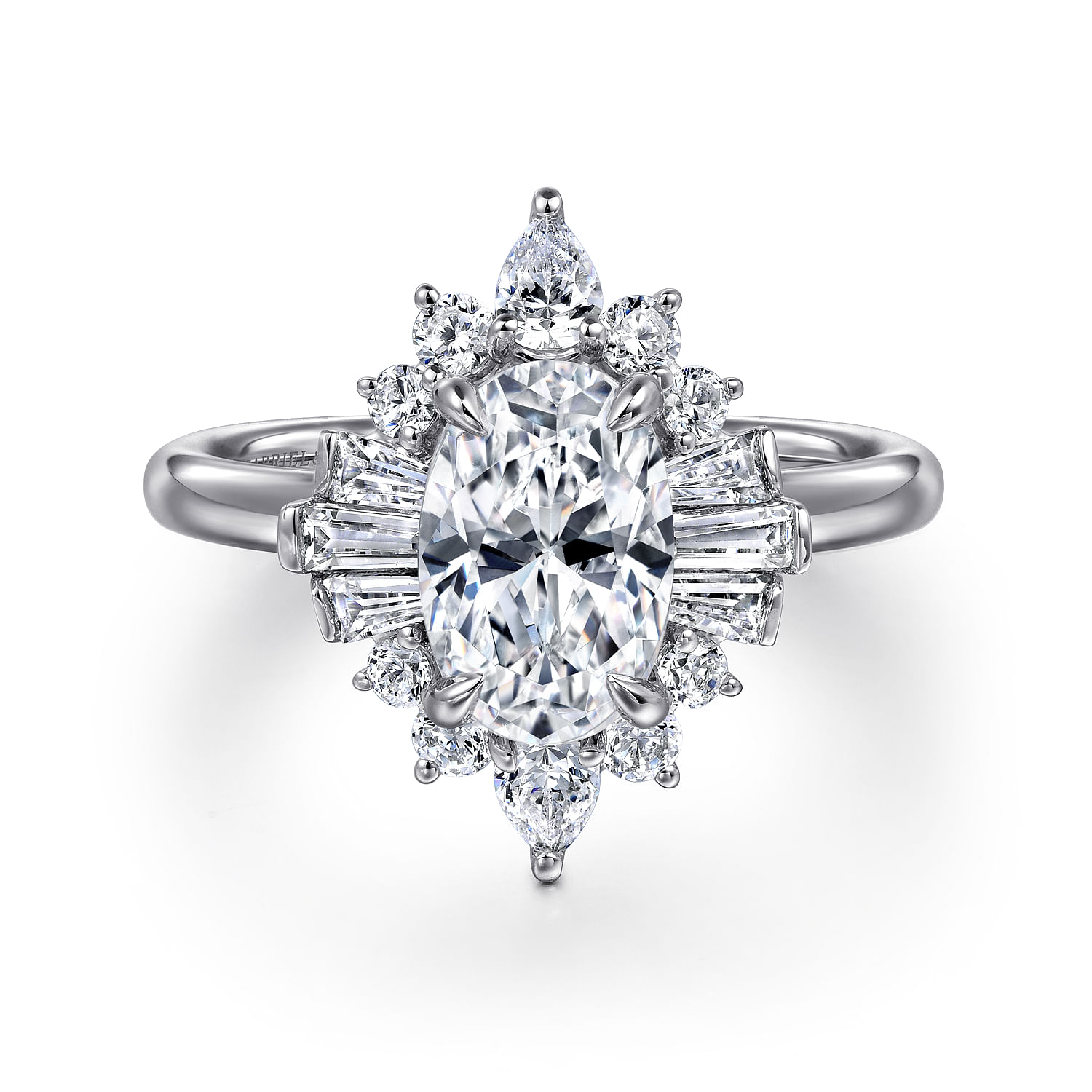 Emarie - 14K White Gold Oval Halo Diamond Engagement Ring