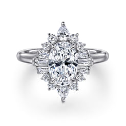 Emarie - 14K White Gold Oval Halo Diamond Engagement Ring