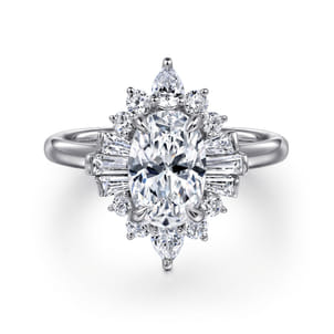 Emarie - 14K White Gold Oval Halo Diamond Engagement Ring