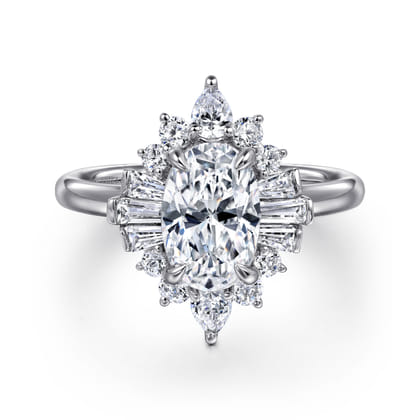 Emarie - 14K White Gold Oval Halo Diamond Engagement Ring