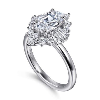 Emarie - 14K White Gold Oval Halo Diamond Engagement Ring
