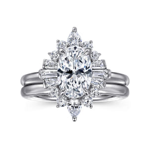 Emarie - 14K White Gold Oval Halo Diamond Engagement Ring