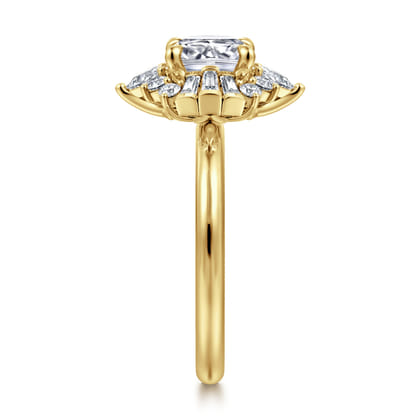 Emarie - 14K Yellow Gold Cushion Halo Diamond Engagement Ring