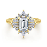 Emarie - 14K Yellow Gold Emerald Cut Halo Diamond Engagement Ring