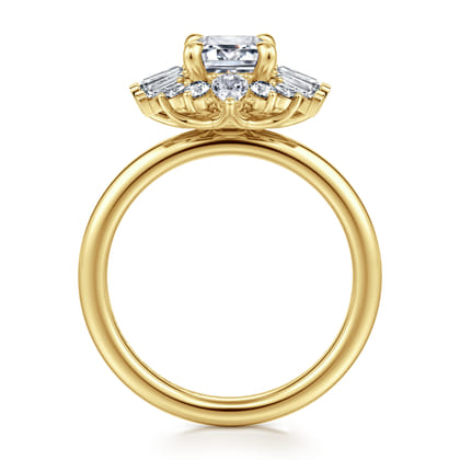 Emarie - 14K Yellow Gold Emerald Cut Halo Diamond Engagement Ring