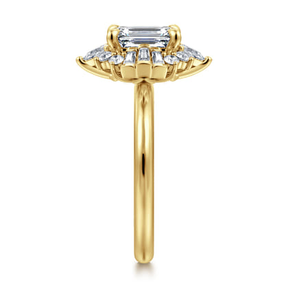 Emarie - 14K Yellow Gold Emerald Cut Halo Diamond Engagement Ring