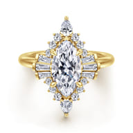 Emarie - 14K Yellow Gold Marquise Shape Halo Diamond Engagement Ring
