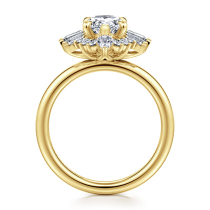 Emarie - 14K Yellow Gold Marquise Shape Halo Diamond Engagement Ring