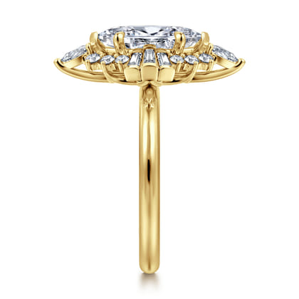 Emarie - 14K Yellow Gold Marquise Shape Halo Diamond Engagement Ring