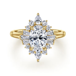 Emarie - 14K Yellow Gold Oval Halo Diamond Engagement Ring