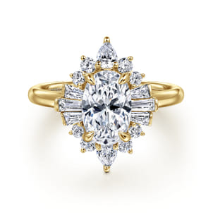 Emarie - 14K Yellow Gold Oval Halo Diamond Engagement Ring