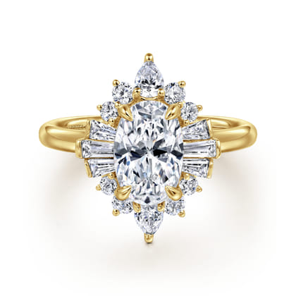 Emarie - 14K Yellow Gold Oval Halo Diamond Engagement Ring