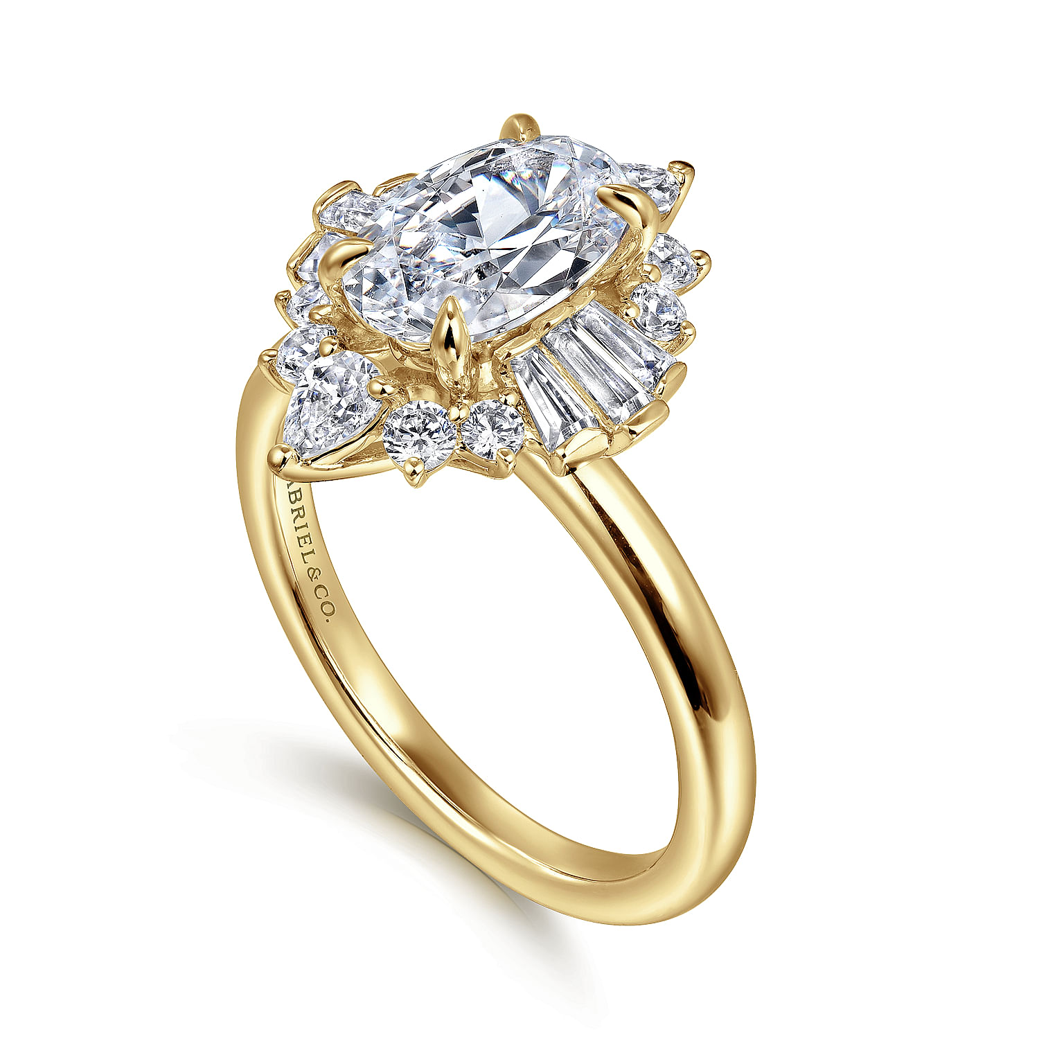 Emarie - 14K Yellow Gold Oval Halo Diamond Engagement Ring