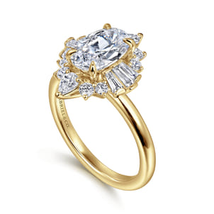 Emarie - 14K Yellow Gold Oval Halo Diamond Engagement Ring