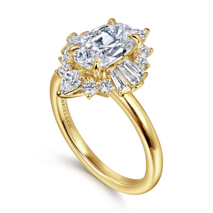 Emarie - 14K Yellow Gold Oval Halo Diamond Engagement Ring