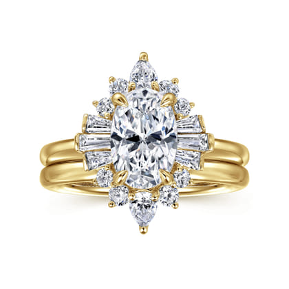 Emarie - 14K Yellow Gold Oval Halo Diamond Engagement Ring