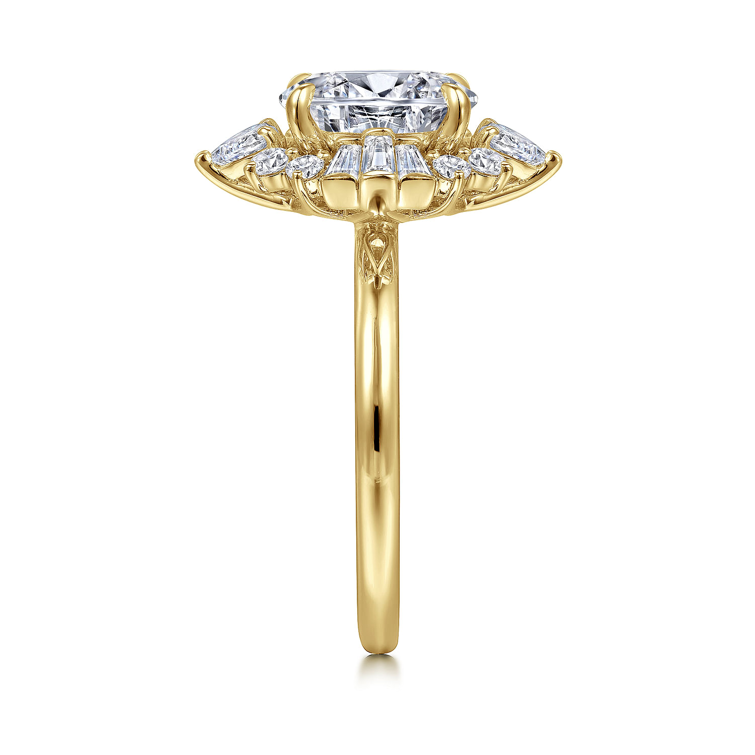 Emarie - 14K Yellow Gold Oval Halo Diamond Engagement Ring