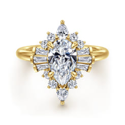 Emarie - 14K Yellow Gold Pear Shape Halo Diamond Engagement Ring