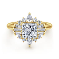 Emarie - 14K Yellow Gold Princess Halo Diamond Engagement Ring