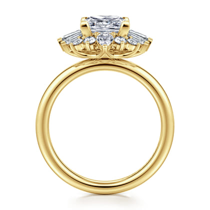 Emarie - 14K Yellow Gold Princess Halo Diamond Engagement Ring