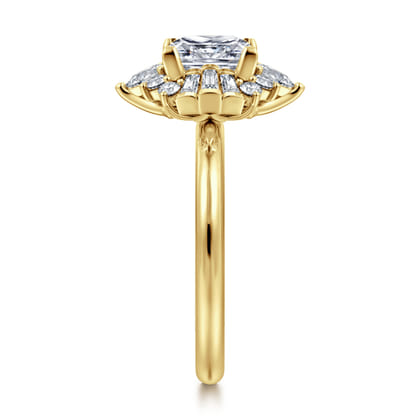 Emarie - 14K Yellow Gold Princess Halo Diamond Engagement Ring