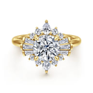 Emarie - 14K Yellow Gold Round Halo Diamond Engagement Ring