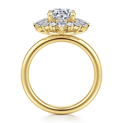 Emarie - 14K Yellow Gold Round Halo Diamond Engagement Ring