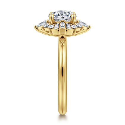 Emarie - 14K Yellow Gold Round Halo Diamond Engagement Ring